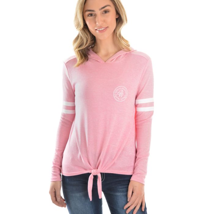 Pure Western Womens Abbey Tie Front Hooded Top