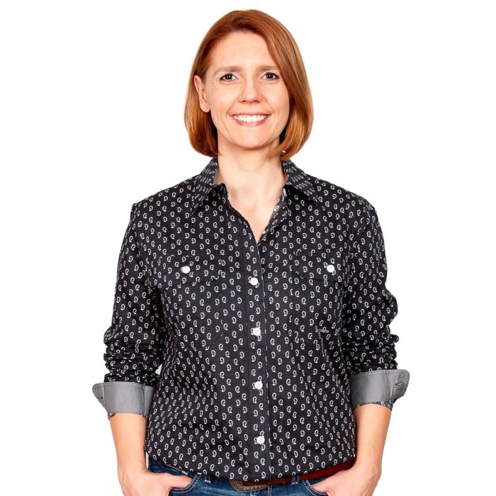 Just Country Abbey Print Shirt - Full Button - Black Paisley