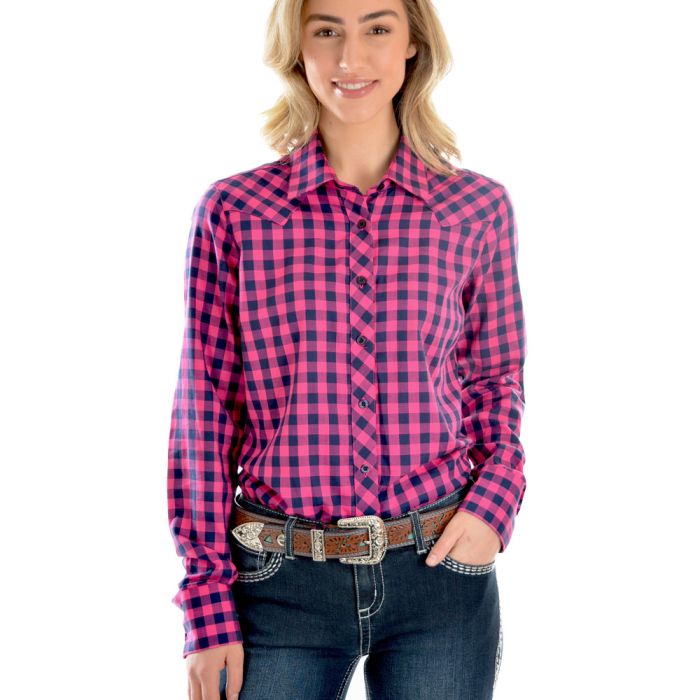 Ladies Casual Clothing - Wrangler Women's Alexa Check long Sleeve Shirt