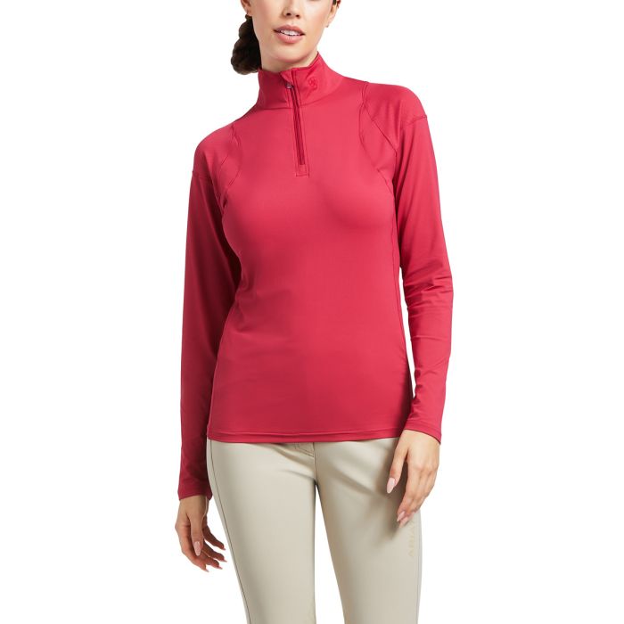 Ariat Ladies Auburn 1/4 Zip Baselayer - Bud Red