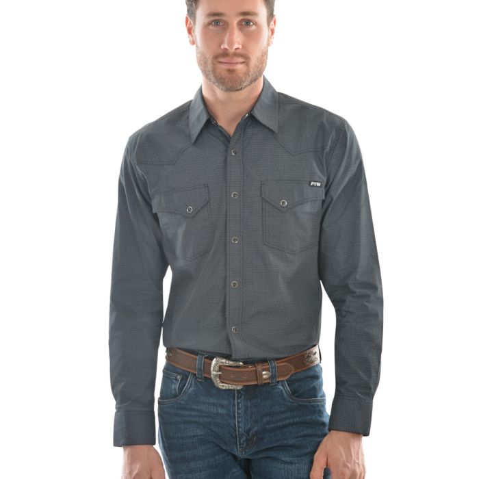 Pure Western Mens Bailey Print Long Sleeve Shirt