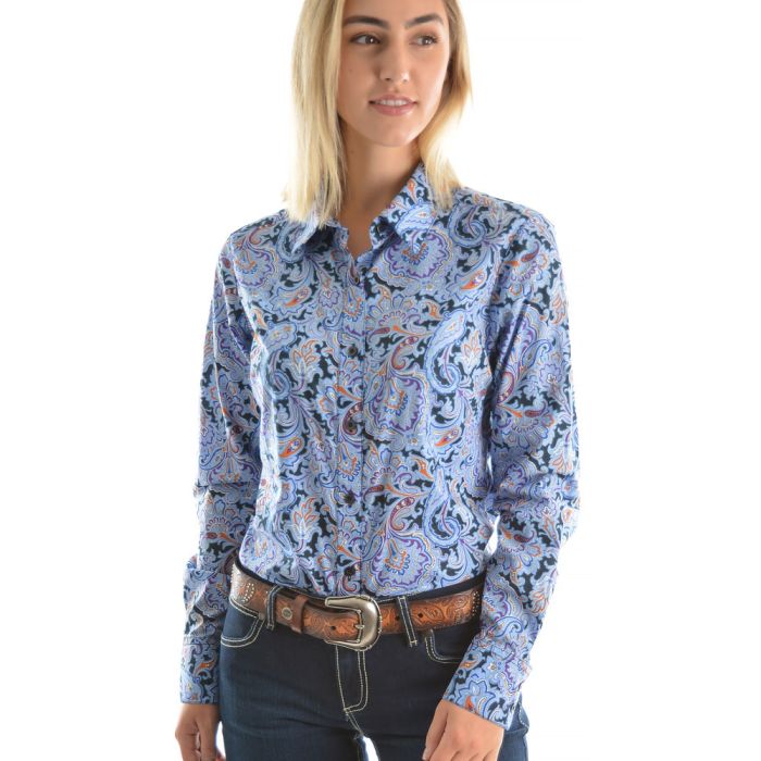 Ladies Casual Clothing - Wrangler Womens Brea Print Long Sleeve Shirt