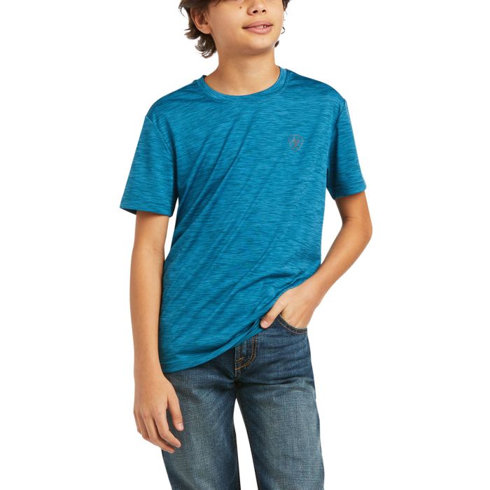Ariat Boys Charger Shield Tee - Fluid Teal