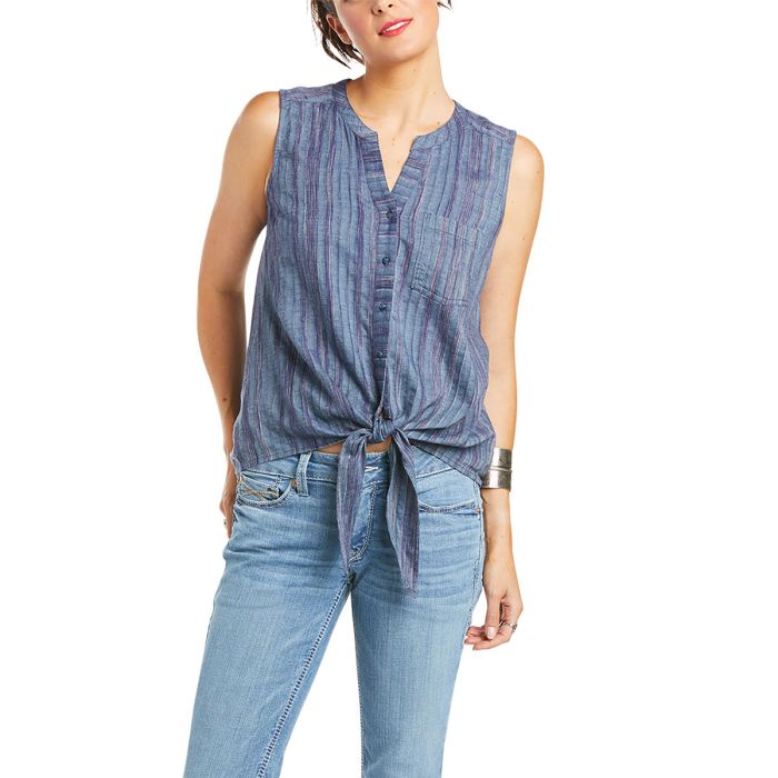 Ariat Ladies Caroline Top - Indigo Stripe -  Sz XS & S Only