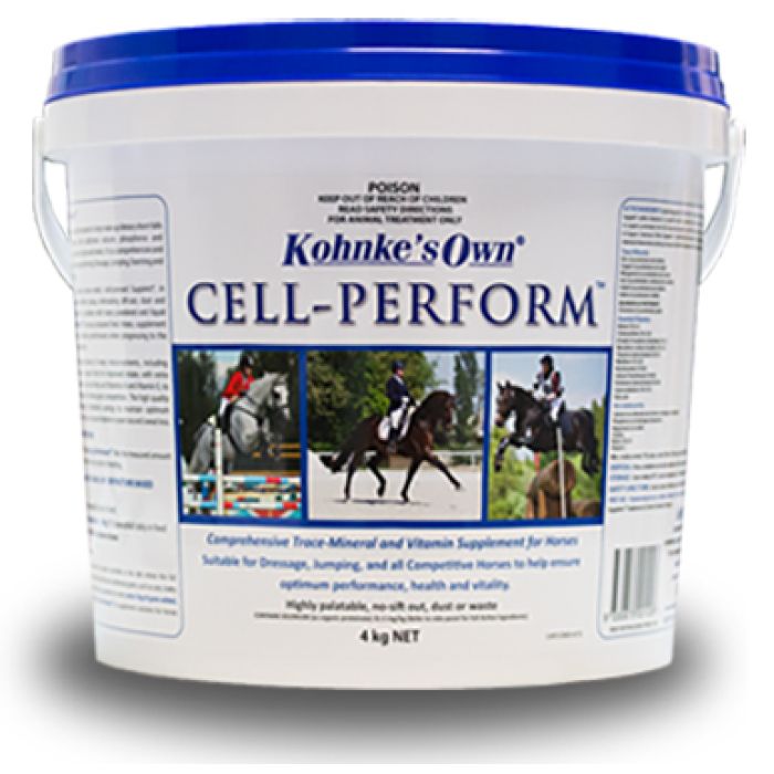 Kohnke's Own - Cell-Perform™ helps make up the shortfalls of essential nutrients in diets based on grains, hay and pasture to support optimum health, vitality, performance and recovery from training and competition.