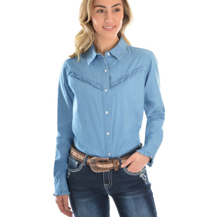 Pure Western Darcy Chambray Frill L/S Shirt