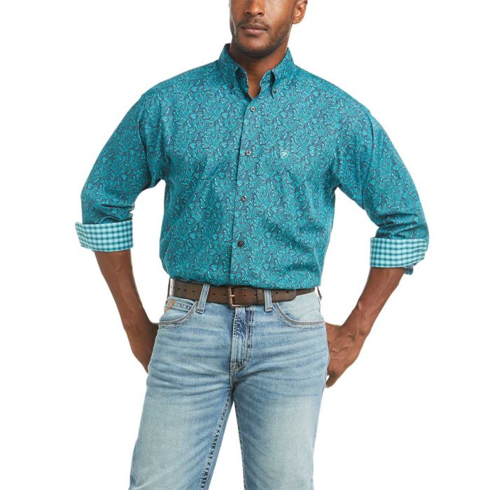 Ariat Men's Wrinkle Free Eamon Classic Fit Long Sleeve Shirt - Ombre Blue