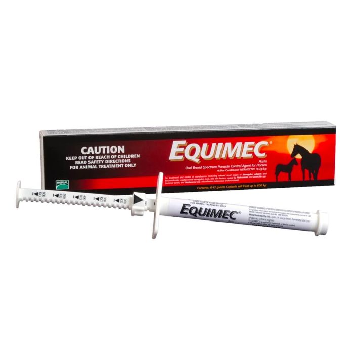 Equimec Paste controls roundworms, bots and summer sores.