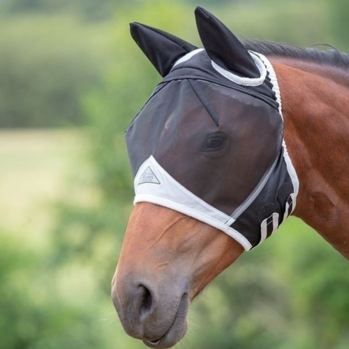 Shires Fine Mesh Fly Mask with Net Ears - Black