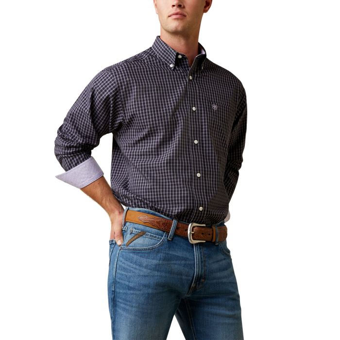 Ariat Men's Fitzgerald Wrinkle Free  Fitted Long Sleeve Shirt - Black Check