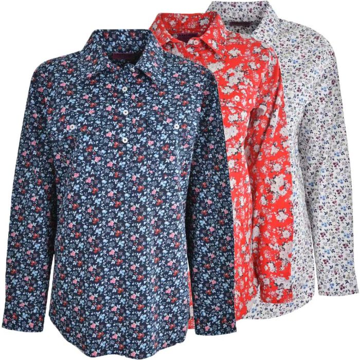 Hard Slog Ladies Print Half Placket L/S Shirt