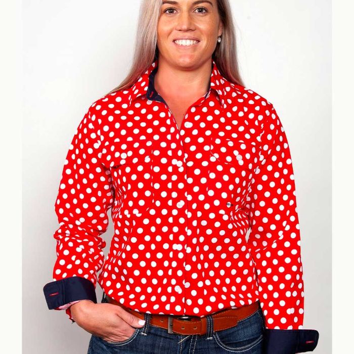 Just Country Abbey Print Shirt - Full Button - Red Spots