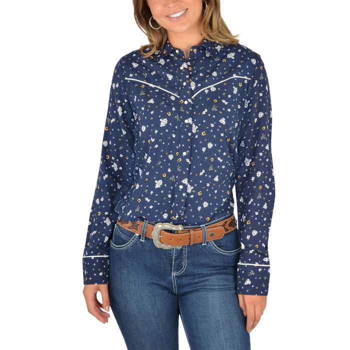 Wrangler Womens Jocelyn Western Print Long Sleeve Shirt - Sz 8,10,14 & 18 Only
