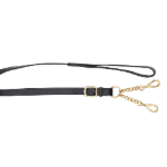 Leather Lead - Brass Walsall Large Black or Havana