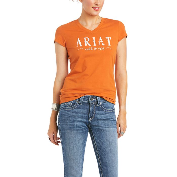 Ariat Ladies Real Logo Tee - Autumnal - Sz XS, S & M Only