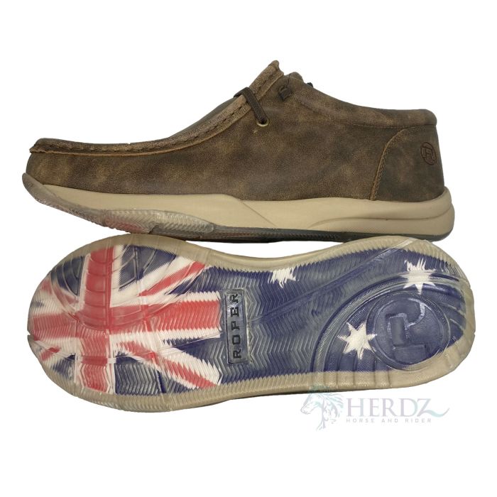 Roper Mens Clearcut Low Tan Leather Shoe - Aussie Patriot
