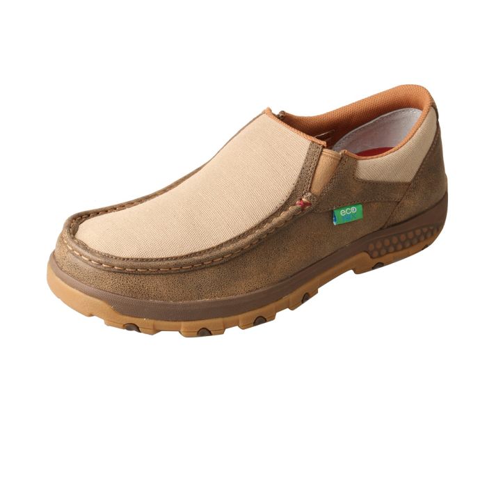 Twisted X Mens Slip-On Driving Moc with CellStretch - Bomber/Khaki 