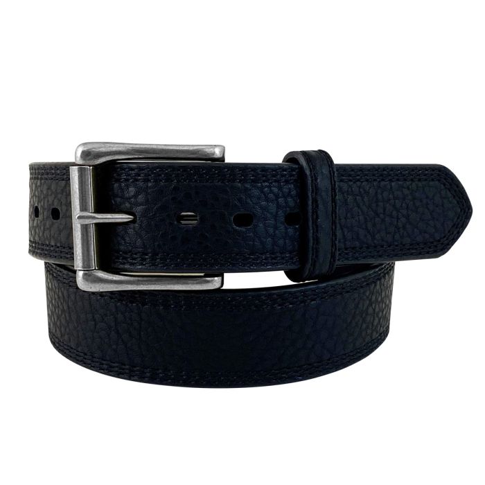 Roper Mens Belt -1.5" Pebble Grain Triple Stitch Belt - Black
