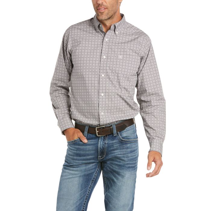 Ariat Men's David Fitted Long Sleeve Shirt - Grey