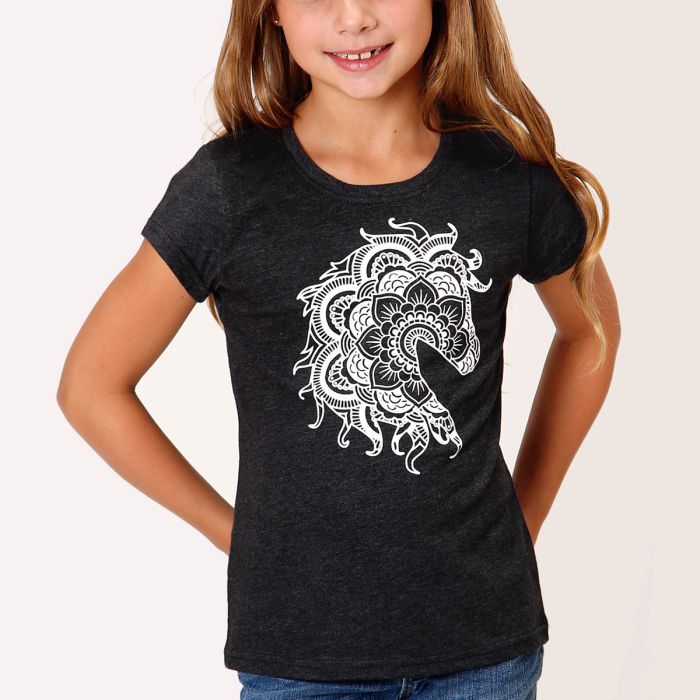 Roper Five Star Collection Girls Solid Grey Tee