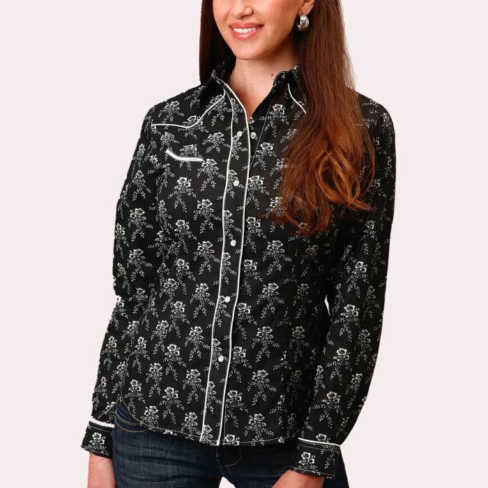 Roper Ladies L/S Shirt - Karman - Black Print