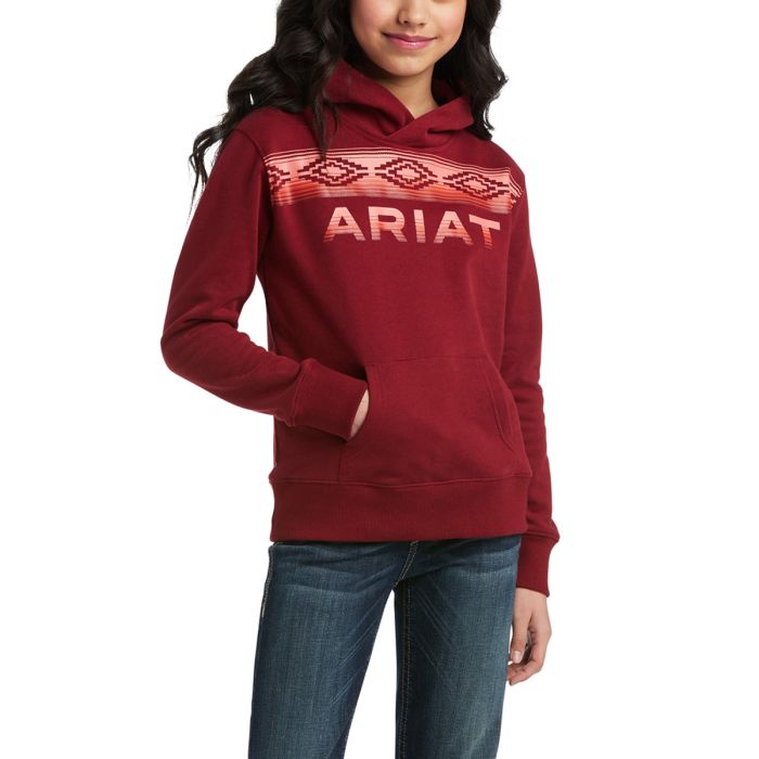 Ariat Girls REAL Serape Logo Hoodie -  Rhubarb