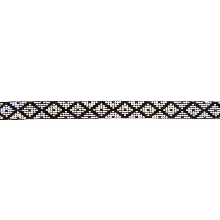 Sunbody Hatband - 9 Czech Bead Stretch 5/8"  - White / Black Diamond