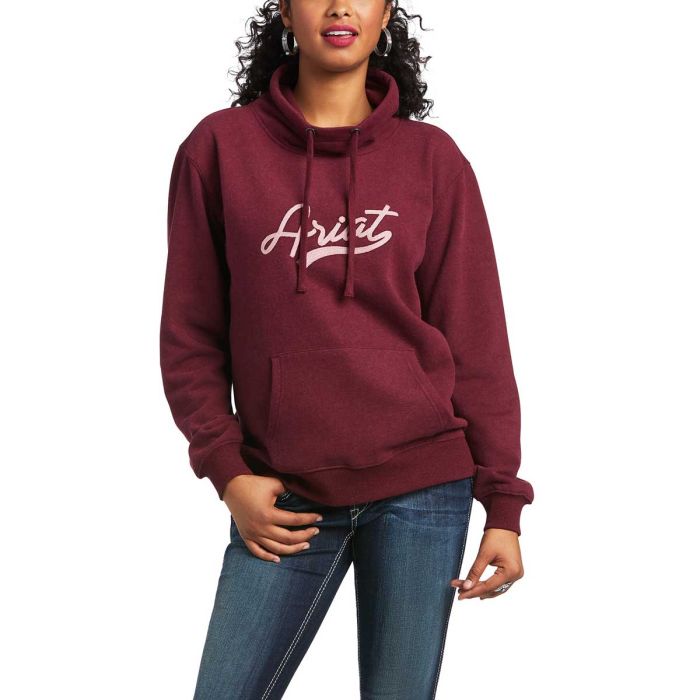 Ariat Ladies Real Logo High Neck Sweatshirt - Heather Zinfandel