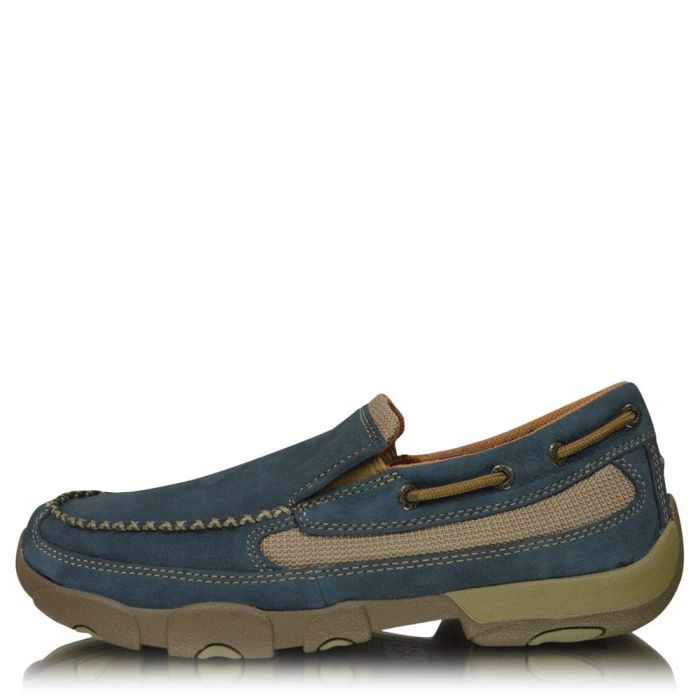 Twisted X Mens Slip-On Driving Moc - Softly Blue