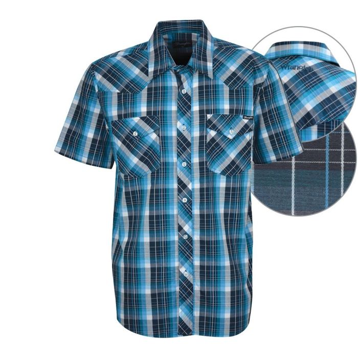 Mens Casual Clothing - Wrangler Mens Hedland Short Sleeve Check Shirt