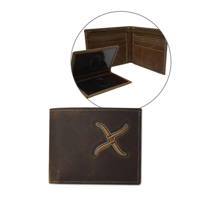 Twisted X Men's Bi-fold Wallet - Distressed Brown / Gold