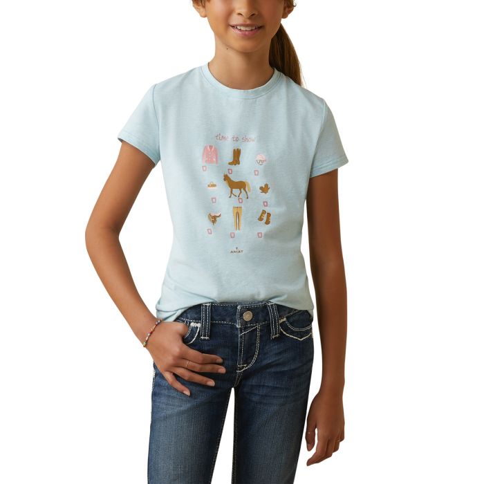 Ariat Youth Time to Show Tee - Heather Mosaic Blue