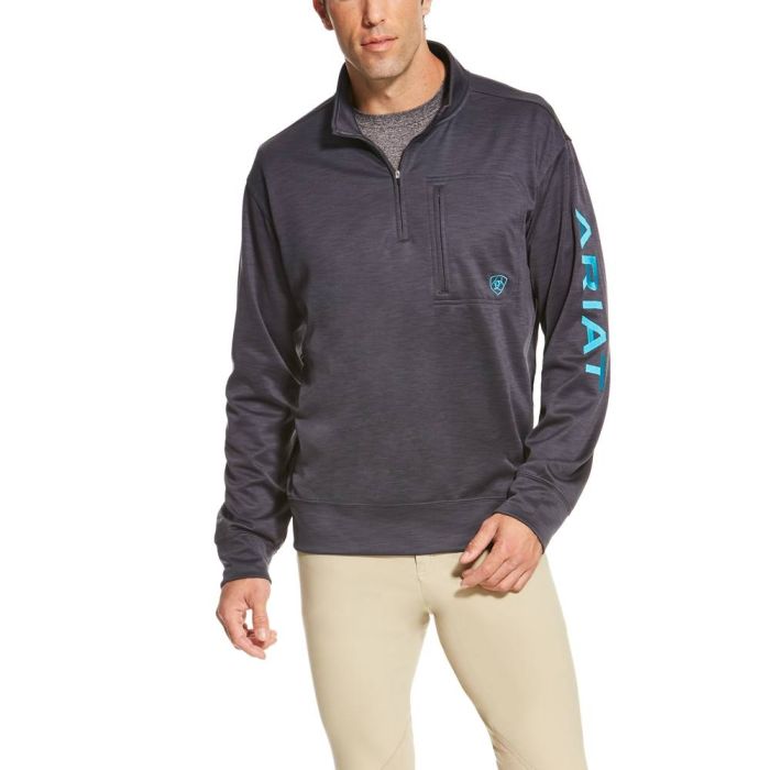 Ariat Mens Team Logo 1/4 Zip - Ebony 