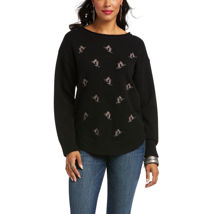 Ariat Ladies All Boots Sweater - Black - Sz S, L, XL & XXL Only