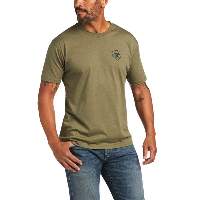 Ariat Mens Arrowhead Tee - Military Heather -  Sz S Only