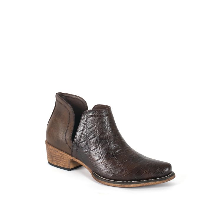 Roper Women's Ava Ankle Boot - Caiman Brown Croc Print