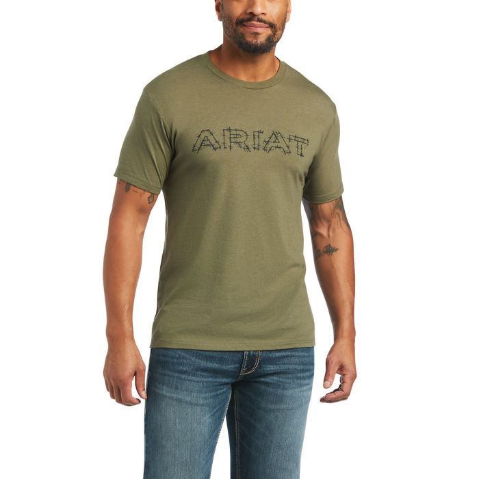 Ariat Mens Barbed Wire Tee - Military Heather -  Sz S & M Only