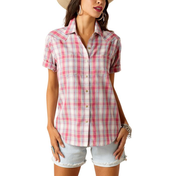 Ariat Ladies Real Billie Jean Short Sleeve Shirt - Merida Plaid - Sz XS & S Only