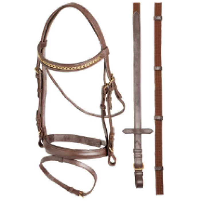 Brass Hanoverian Bridle - Black