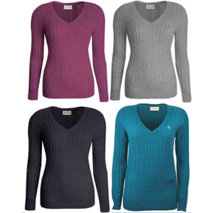 Thomas Cook V-Neck Cable Knit Jumper