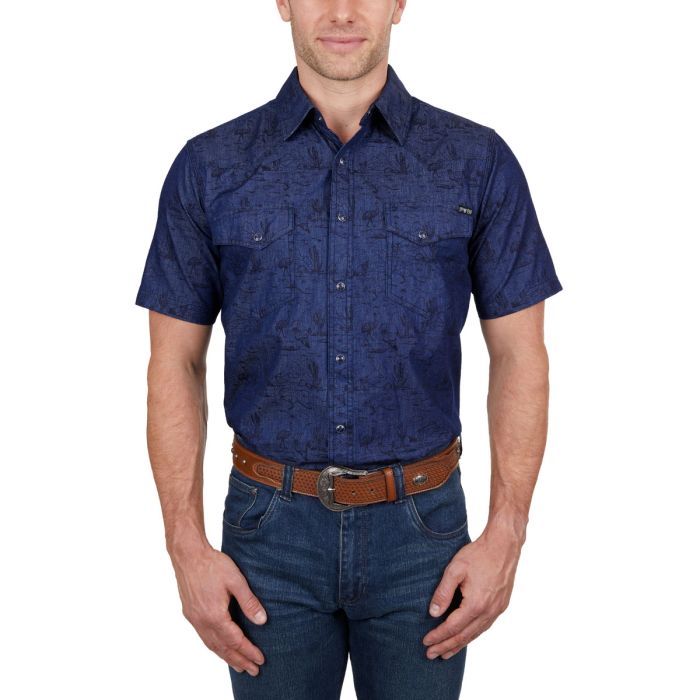 Pure Western Mens Drew Print Short Sleeve Shirt