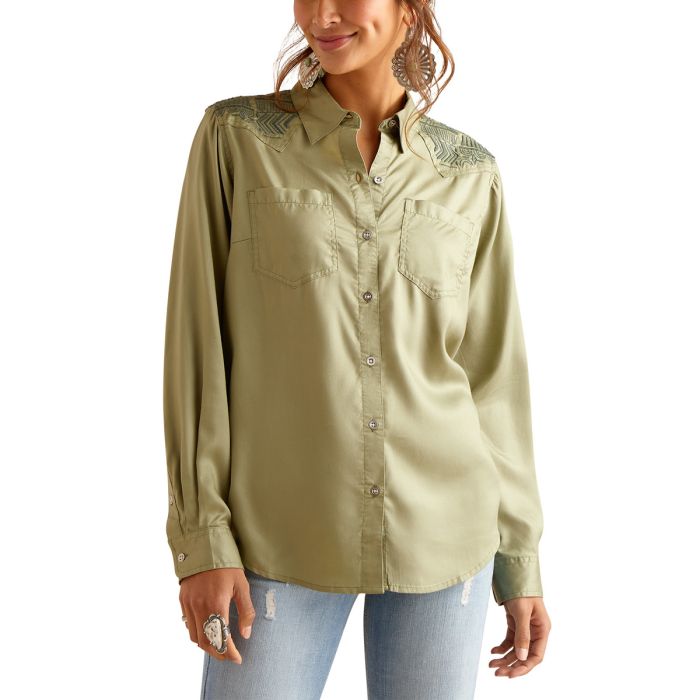 Ariat Ladies Erika Long Sleeve Snap Shirt - Sage Green