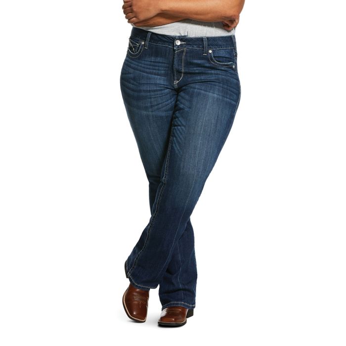 Ariat Women's R.E.A.L. Riding Jeans - Mid Rise - Boot Cut - Firebird Pacific - Plus Size - 24