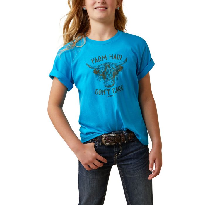 Ariat Girls Farm Hair Tee - Turquoise