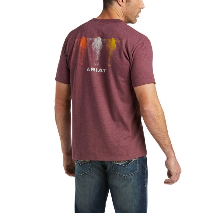 Ariat Mens Halftone USA Tee - Burgundy Heather - Sz S & M Only