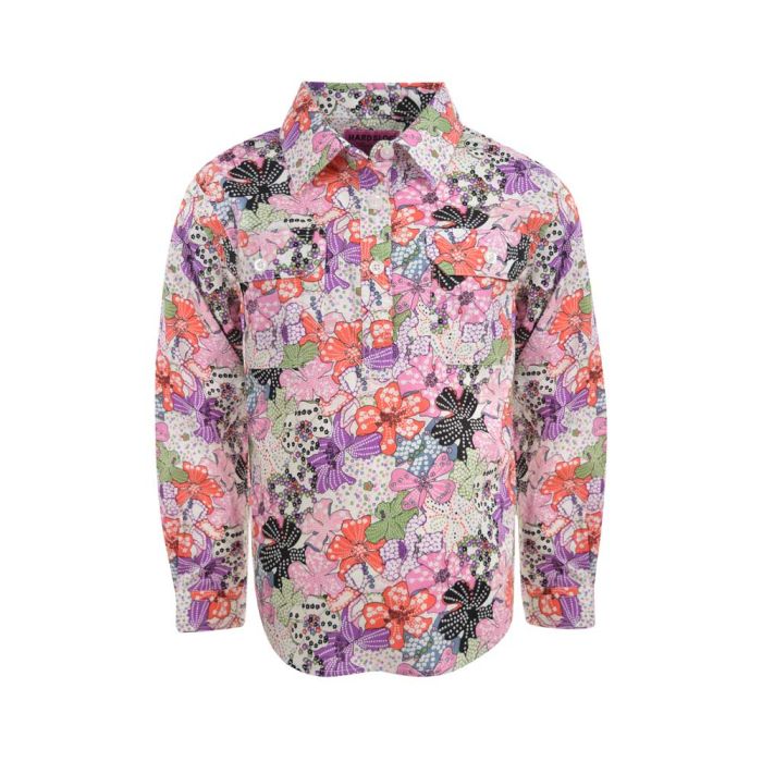 Hard Slog Kids Half Placket L/S Shirt - Pink 