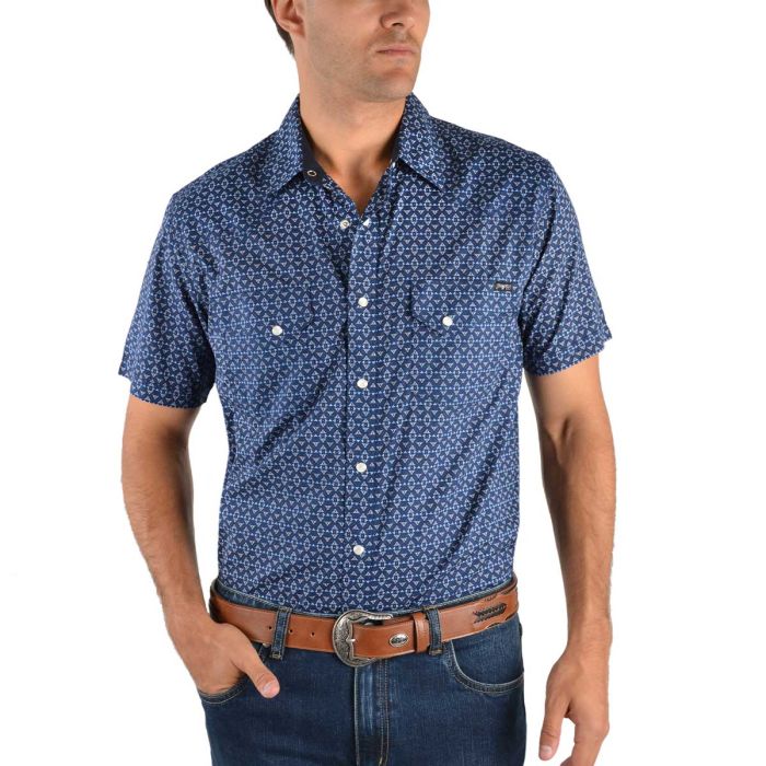Pure Western Mens Kane Print Short Sleeve Shirt - Sz XS Only