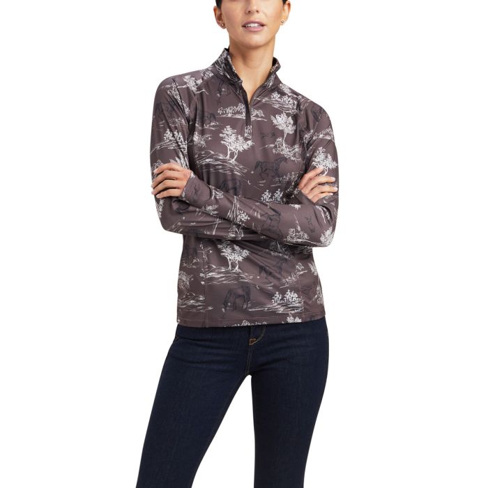 Ariat Womens Lowell 2.0 1/4 Zip - Banyan Bark Frolic Print - Sz S & M Only