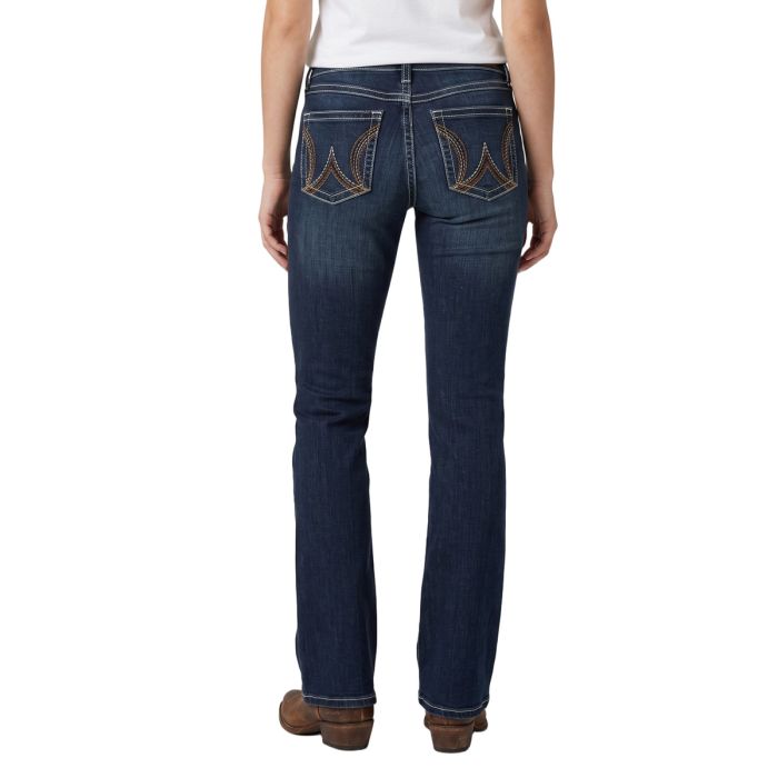 Wrangler Womens Indigo Premium Patch Boot Cut Jeans - Mae