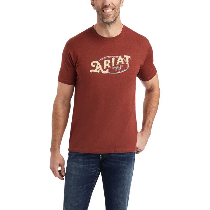 Ariat Mens Rope Oval Tee - Rust Heather